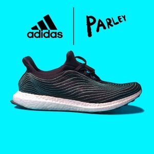 Adidas Ultra Boost DNA Parley Running Shoes Core Black/Blue EH1184 Mens 8 Wms 9